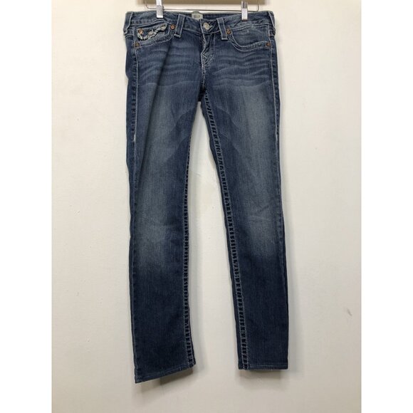 True Relgion World Tour Womens 29x29 Blue Denim Jeans Skinny - Picture 2 of 8